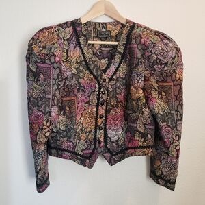Vintage Cachet Bari Protas Floral Tapestry Blazer Jacket Women's 11 / 12
